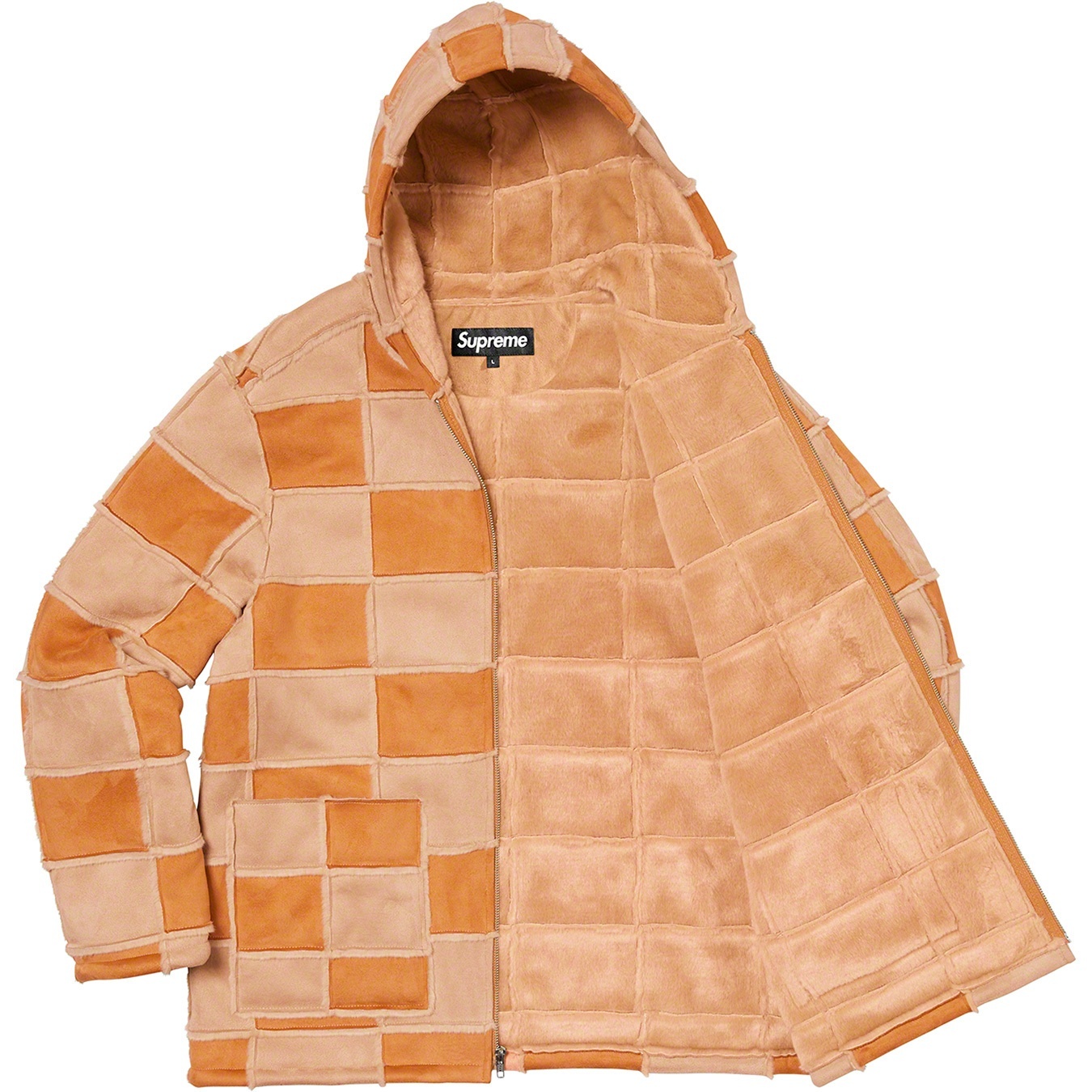 Faux Suede Patchwork Hooded Jacket view 2